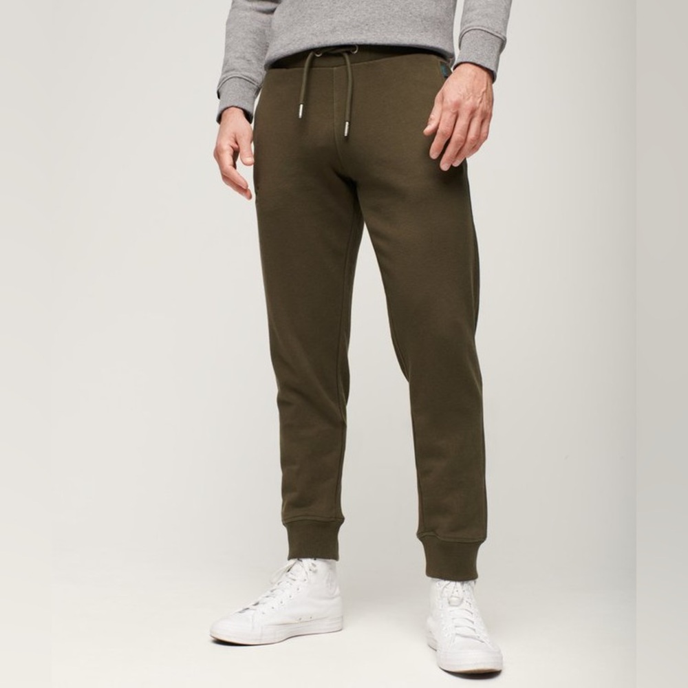 Superdry Mens Essential Logo Army Khaki Athleisure Joggers Size Large
